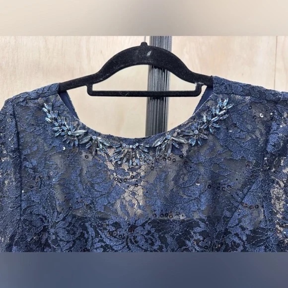 Tahari ASL navy evening gown NWT size 8 - Picture 5 of 15